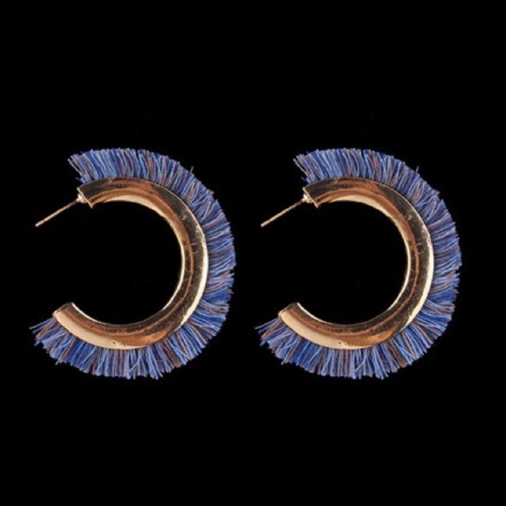 Blue Thread Hoops